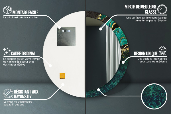 Espejo redondo marco con estampado decorativo Verde marmol