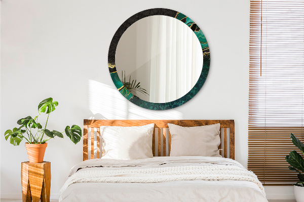 Espejo redondo marco con estampado decorativo Verde marmol