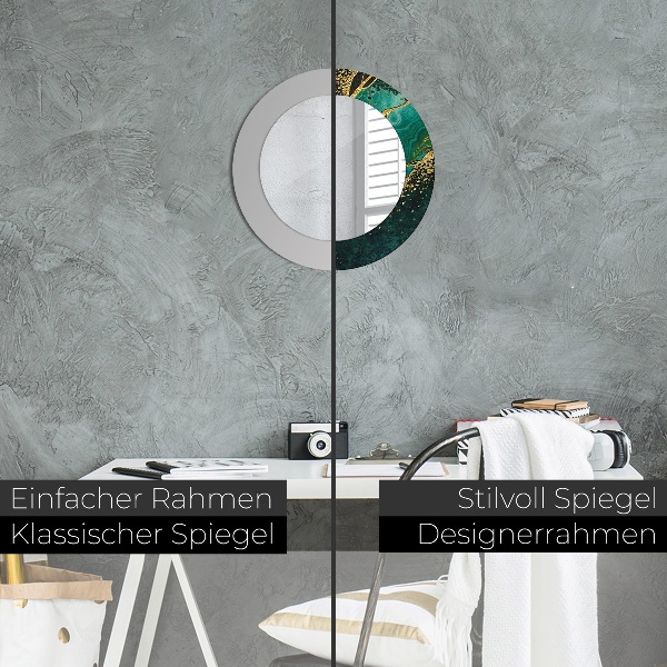 Espejo redondo marco con estampado decorativo Verde marmol