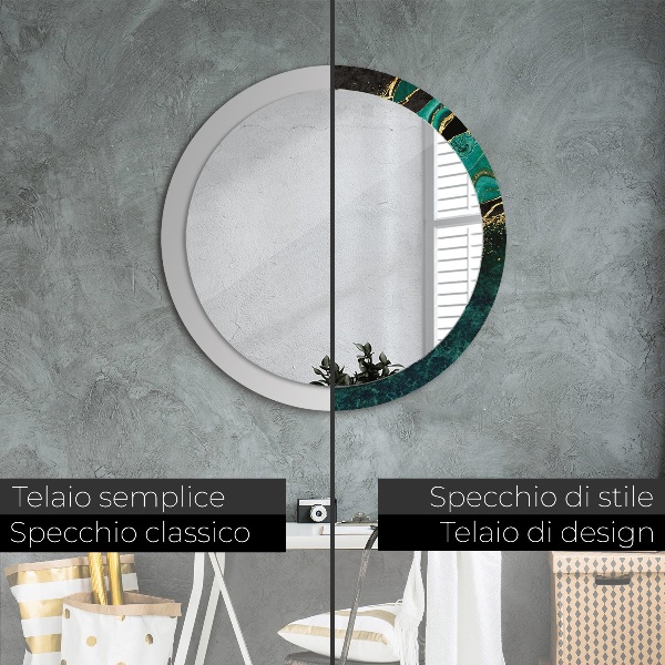 Espejo redondo marco con estampado decorativo Verde marmol