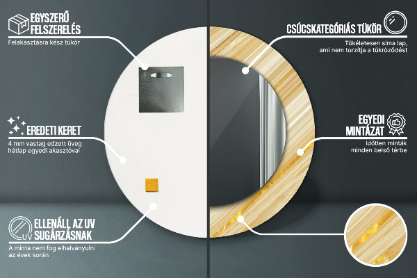 Espejo redondo con decoración Resumen de oro