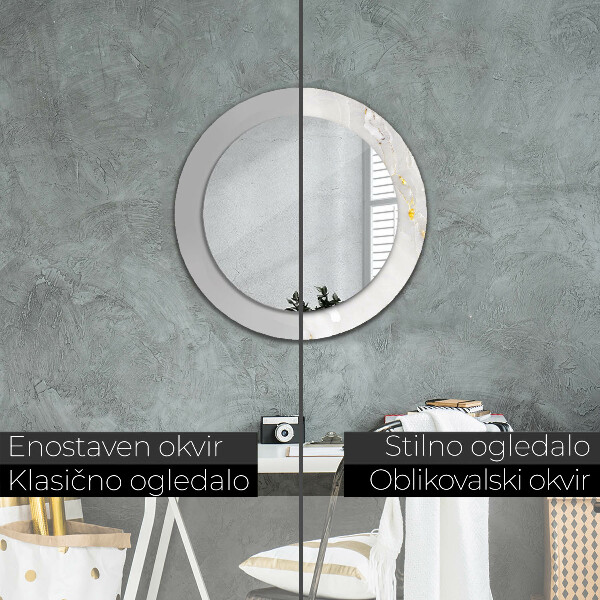 Espejo redondo marco con estampado decorativo Mármol brillante
