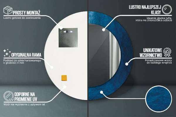 Espejo redondo marco con estampado decorativo Arte abstracto