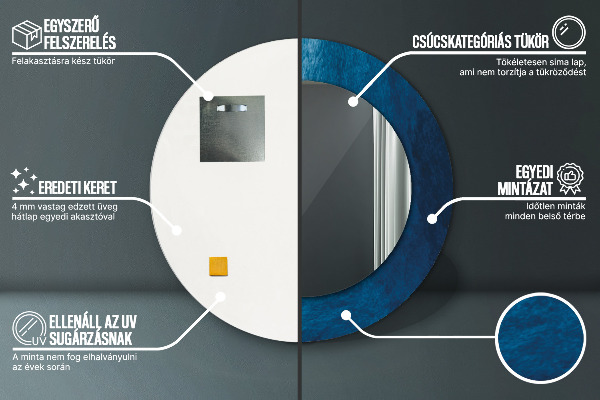 Espejo redondo marco con estampado decorativo Arte abstracto