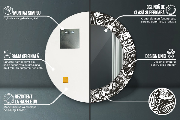 Espejo redondo marco con estampado decorativo Líquido abstracto