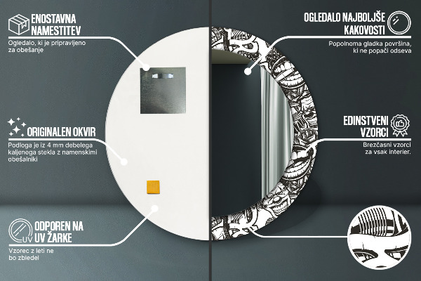 Espejo redondo marco con estampado decorativo Líquido abstracto