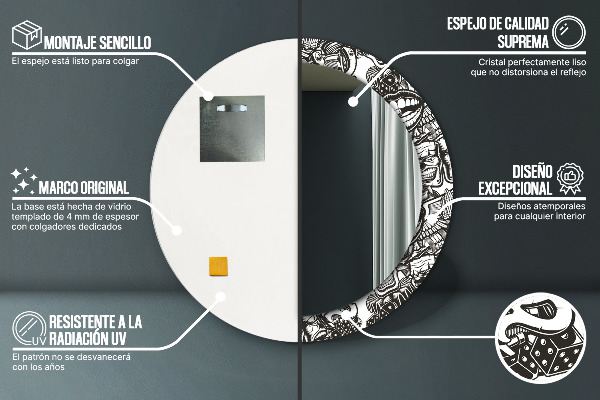 Espejo redondo marco con estampado decorativo Líquido abstracto