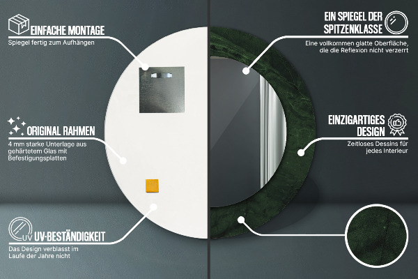 Espejo redondo con decoración Mármol verde