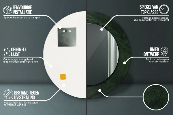 Espejo redondo con decoración Mármol verde