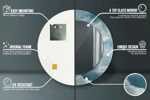 Espejo redondo con decoración Mármol de ónix azul