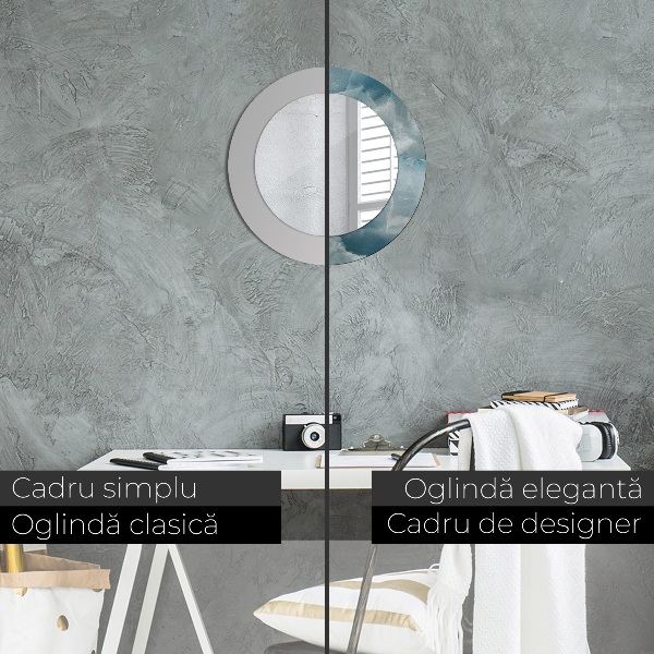 Espejo redondo con decoración Mármol de ónix azul