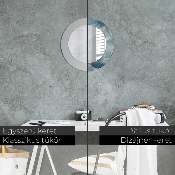 Espejo redondo con decoración Mármol de ónix azul