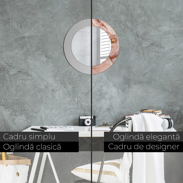 Espejo redondo con decoración Líquido abstracto