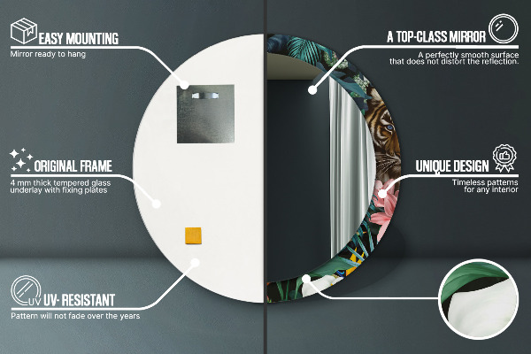 Espejo redondo con decoración Bosque en la selva