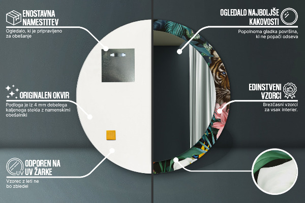 Espejo redondo con decoración Bosque en la selva