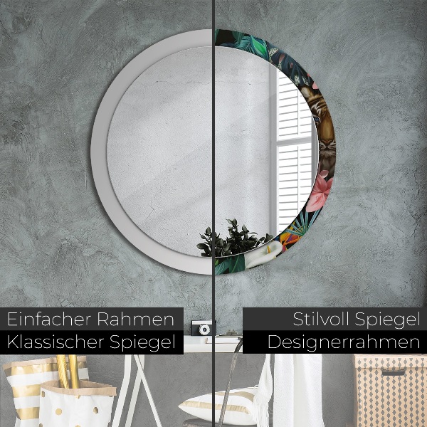 Espejo redondo con decoración Bosque en la selva