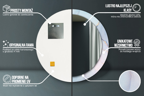 Espejo redondo con decoración Líquido abstracto