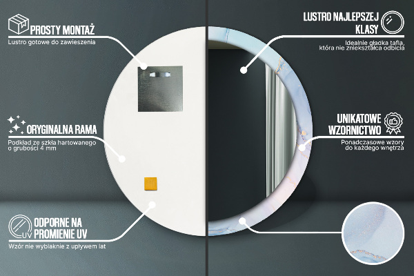 Espejo redondo con decoración Líquido abstracto