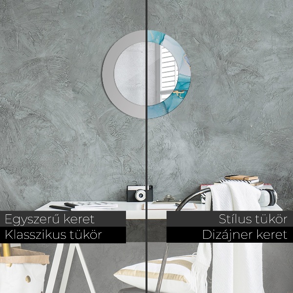 Espejo redondo con decoración Líquido abstracto