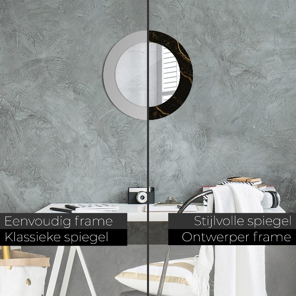 Espejo redondo marco estampado Mármol negro