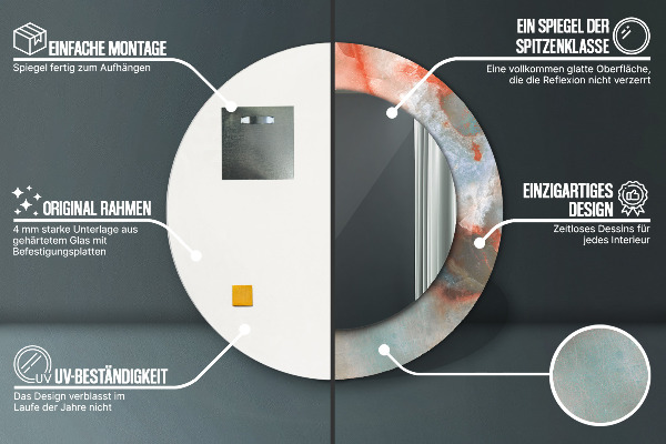 Espejo redondo marco estampado Mármoles de ónix