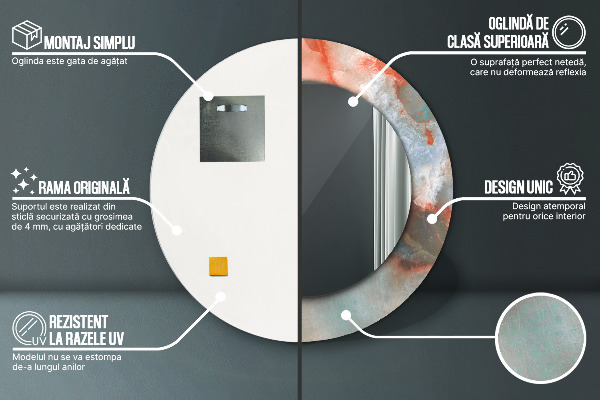 Espejo redondo marco estampado Mármoles de ónix