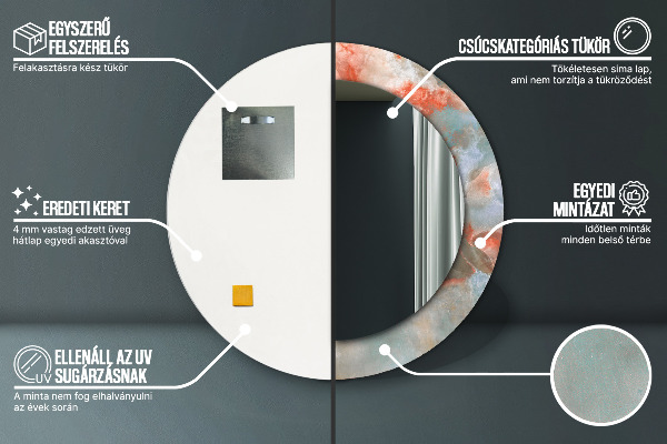 Espejo redondo marco estampado Mármoles de ónix