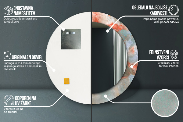 Espejo redondo marco estampado Mármoles de ónix