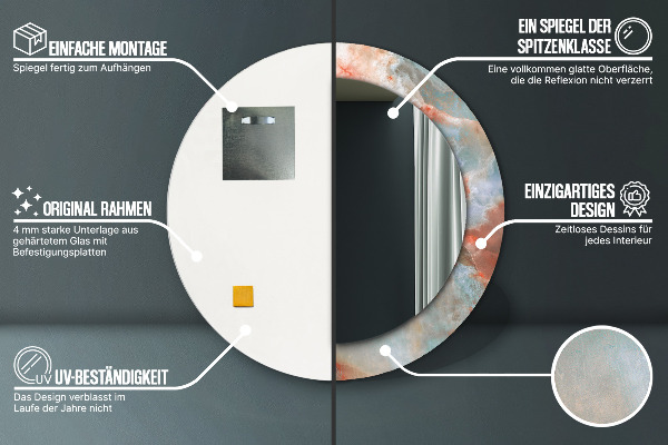 Espejo redondo marco estampado Mármoles de ónix