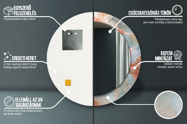 Espejo redondo marco estampado Mármoles de ónix