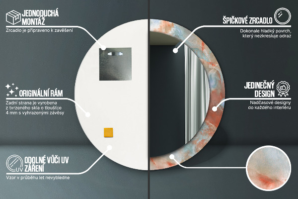 Espejo redondo marco estampado Mármoles de ónix