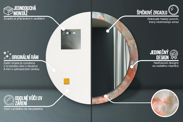 Espejo redondo marco estampado Mármoles de ónix