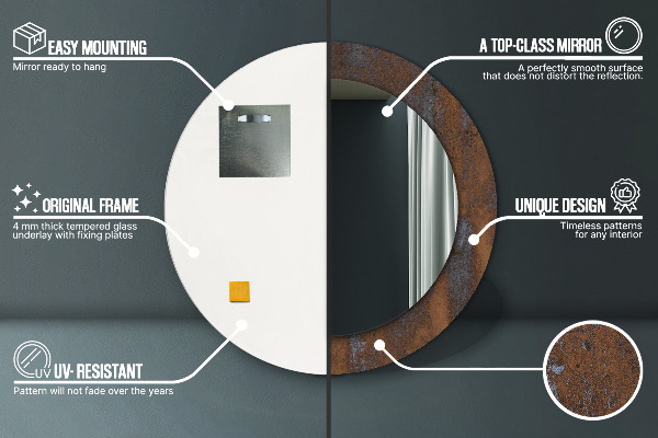 Espejo redondo marco estampado Rústico metálico