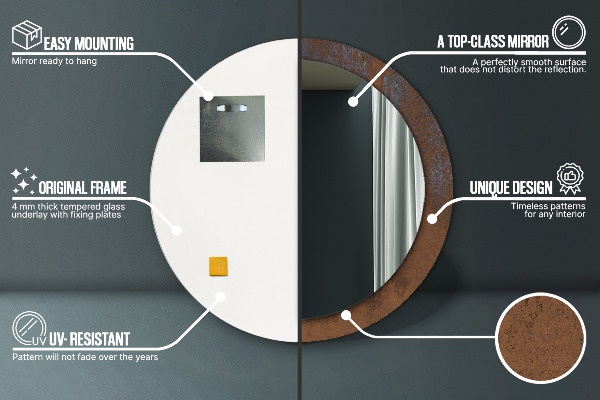 Espejo redondo marco estampado Rústico metálico