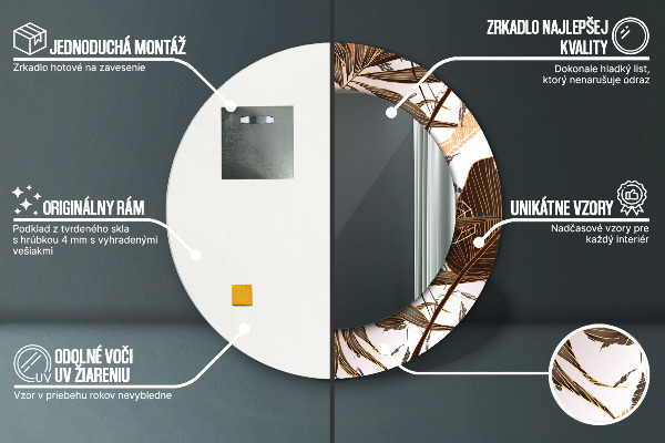 Espejo redondo impreso decorativo redondo Hojas de palma