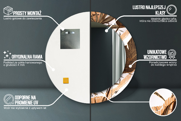 Espejo redondo impreso decorativo redondo Hojas de palma