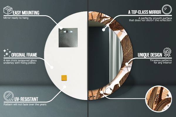 Espejo redondo impreso decorativo redondo Hojas de palma