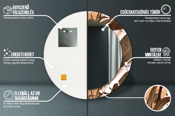 Espejo redondo impreso decorativo redondo Hojas de palma