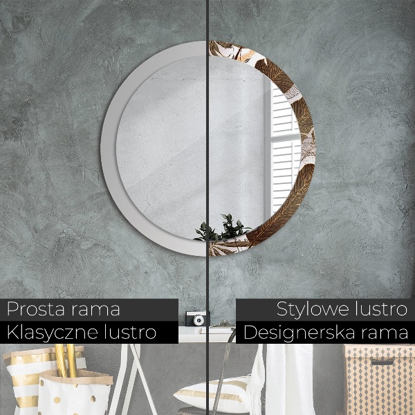 Espejo redondo impreso decorativo redondo Hojas de palma