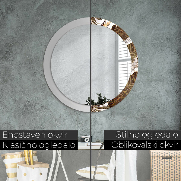 Espejo redondo impreso decorativo redondo Hojas de palma