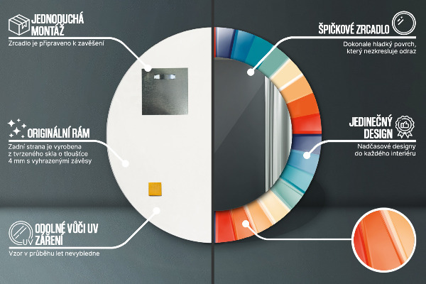 Espejo redondo marco estampado Rayas concéntricas radiales