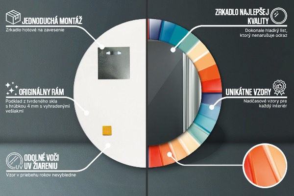 Espejo redondo marco estampado Rayas concéntricas radiales