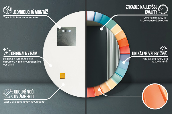 Espejo redondo marco estampado Rayas concéntricas radiales