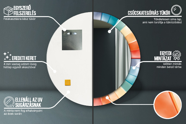 Espejo redondo marco estampado Rayas concéntricas radiales