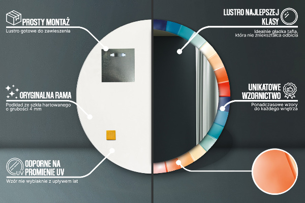 Espejo redondo marco estampado Rayas concéntricas radiales
