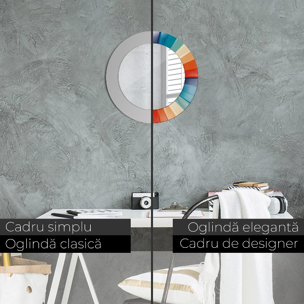 Espejo redondo marco estampado Rayas concéntricas radiales