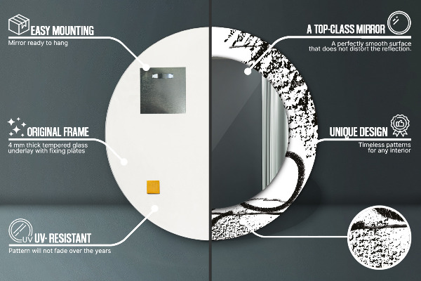 Espejo redondo marco con estampado decorativo Patrón de grafiti