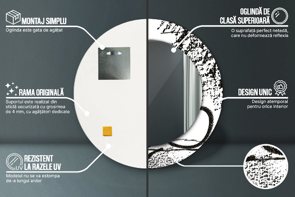 Espejo redondo marco con estampado decorativo Patrón de grafiti