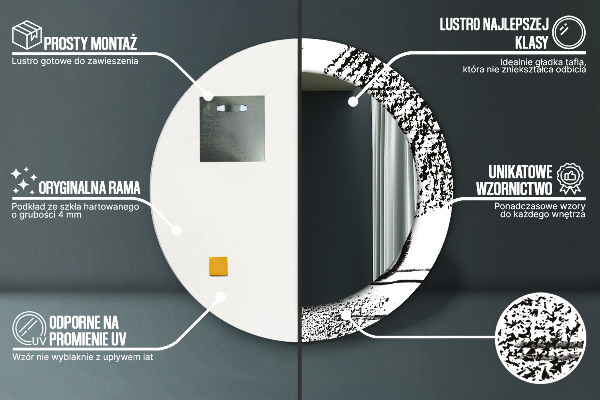 Espejo redondo marco con estampado decorativo Patrón de grafiti