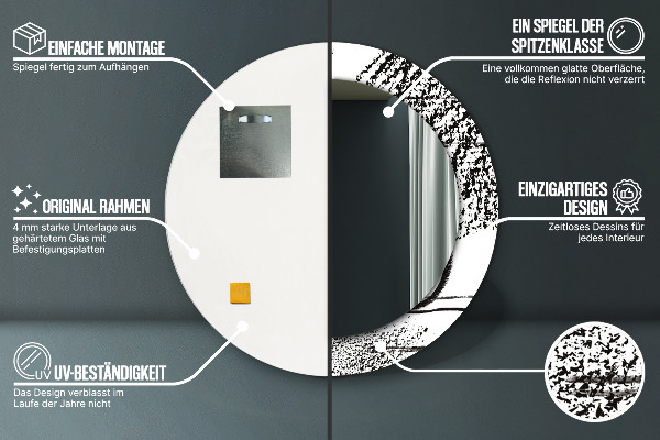 Espejo redondo marco con estampado decorativo Patrón de grafiti